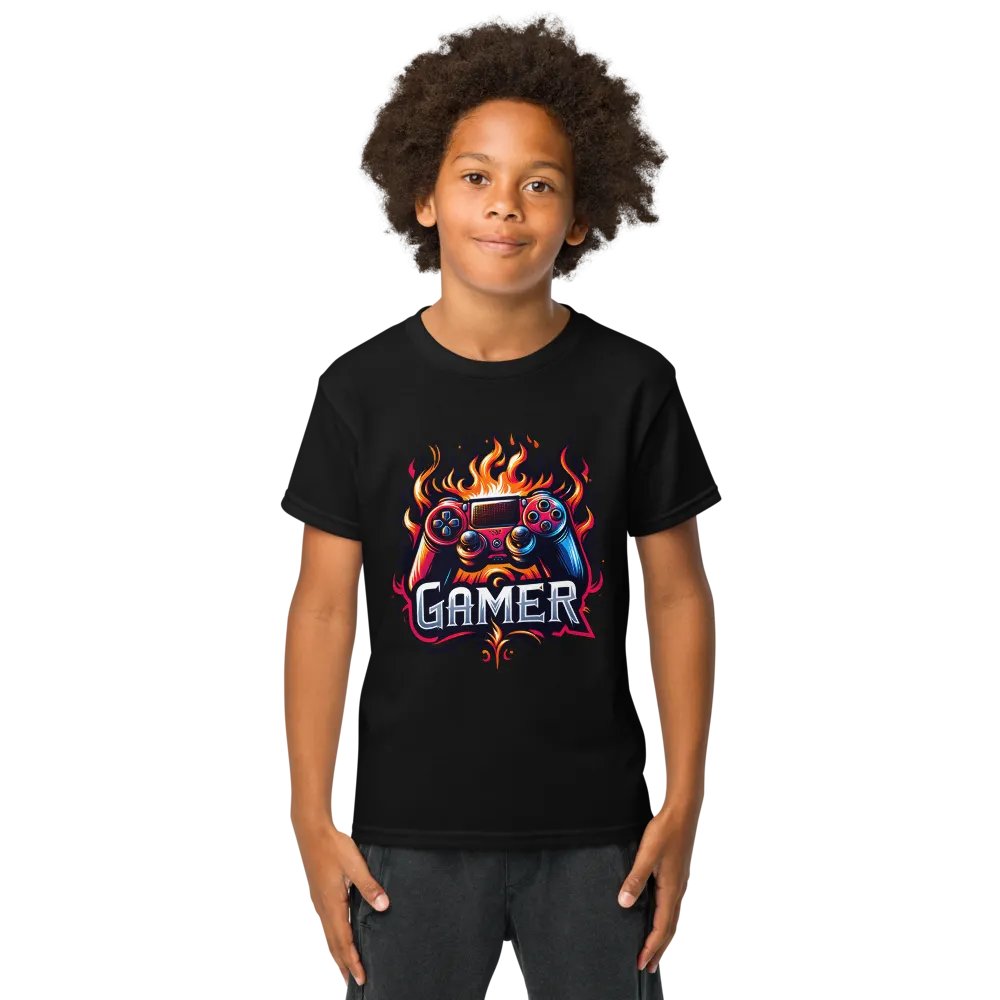 Gamer Flaming Graphic Youth Tee product image (1)
