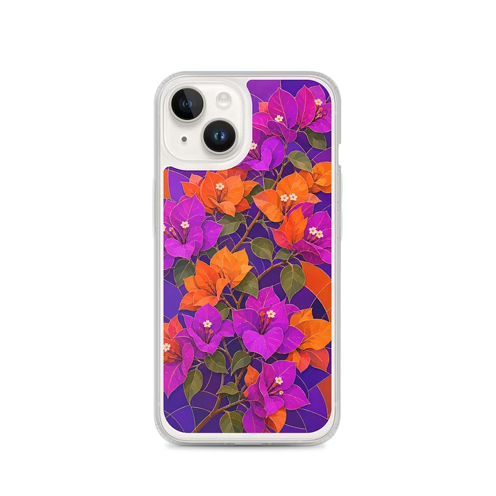 Neon Orange And Bright Purple Bougainvillea Mosaic Premium Soft Silicone iPhone Case - MagSafe Compatible product image (4)