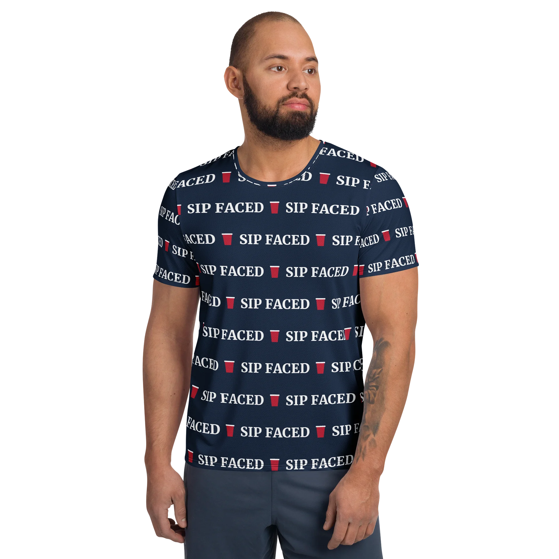 Sip Faced All-Over Athletic Tee - Navy product image (1)