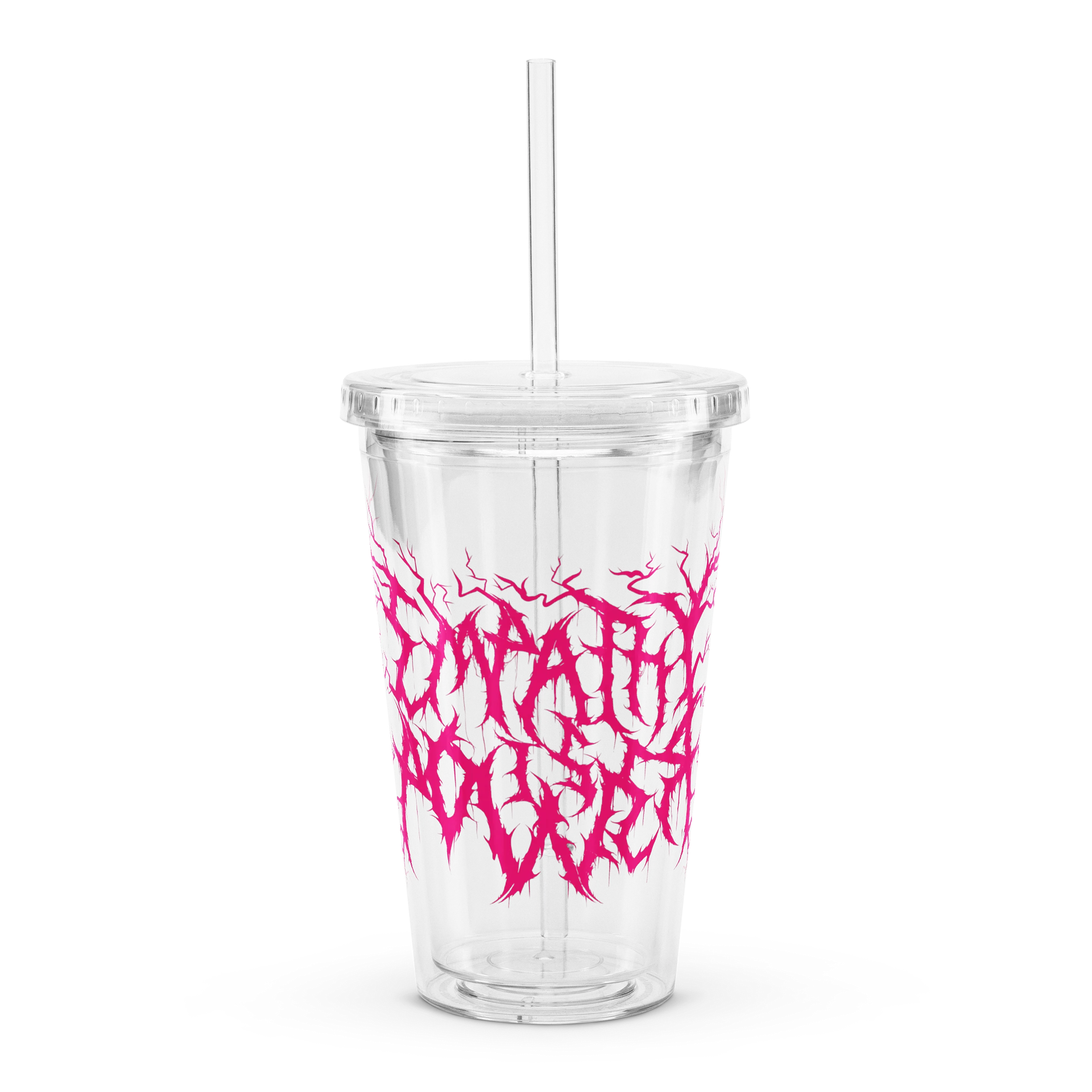EIP Double Walled Clear Plastic Tumbler (16 oz) HOT PINK product image (1)