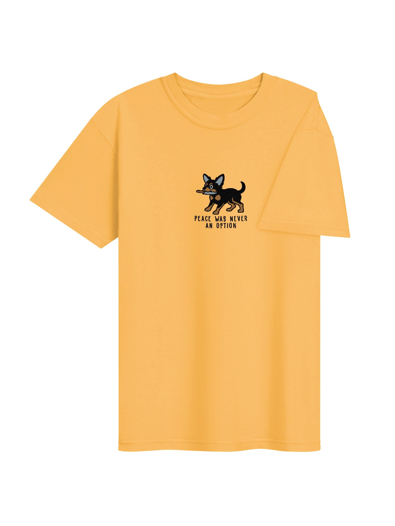 Peace Was Never an Option Funny Chibi-Style Embroidered T-Shirt for Chihuahua(Black & Tan) Owners product image (76)