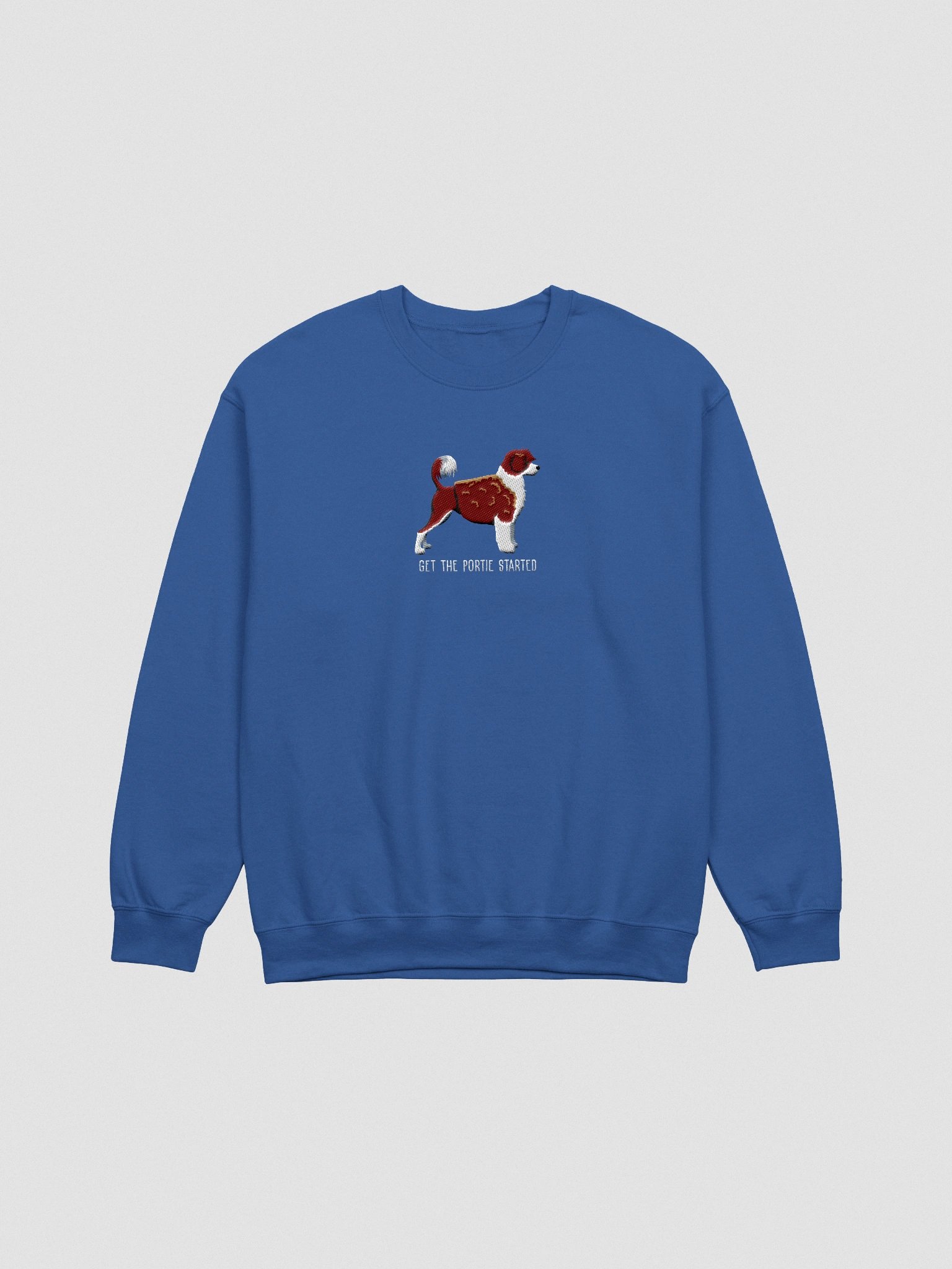 Get the Portie Started Sweatshirt (Embroidered) of a Portuguese Water Dog(Chocolate & White) product image (4)