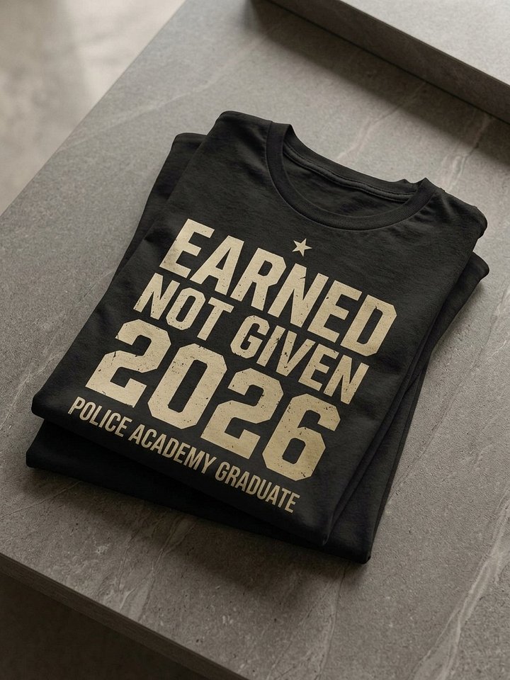 Earned Not Given 2026 T-Shirt – Police Academy Graduate Shirt product image (2)