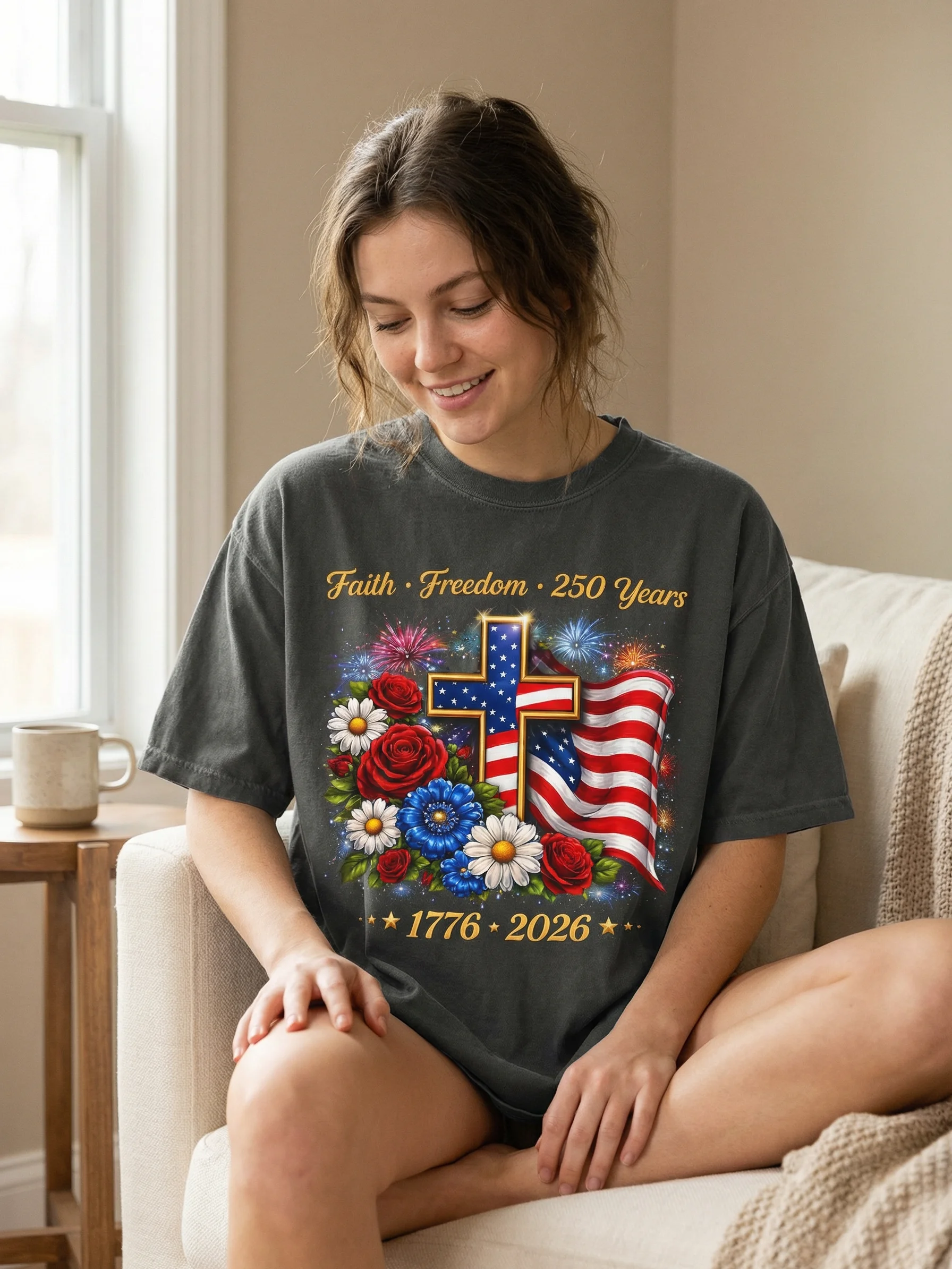 USA 250 Freedom Graphic Tee – Vintage Patriotic Shirt product image (2)