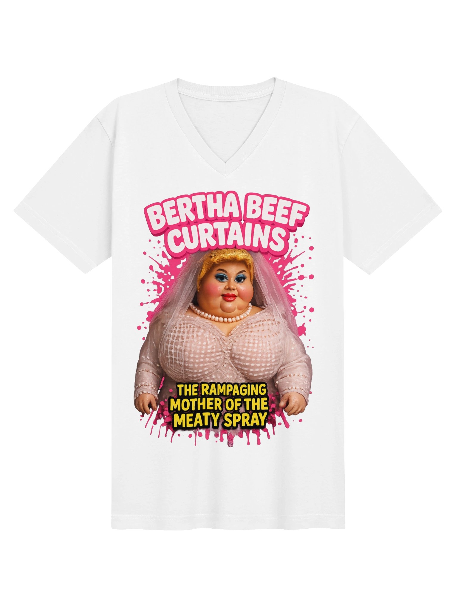 666 Toys | Bertha Beef Curtains | The Rampaging Mother Of The Meaty Spray | Bella+Canvas Short Sleeve V-Neck Jersey T-Shirt product image (5)