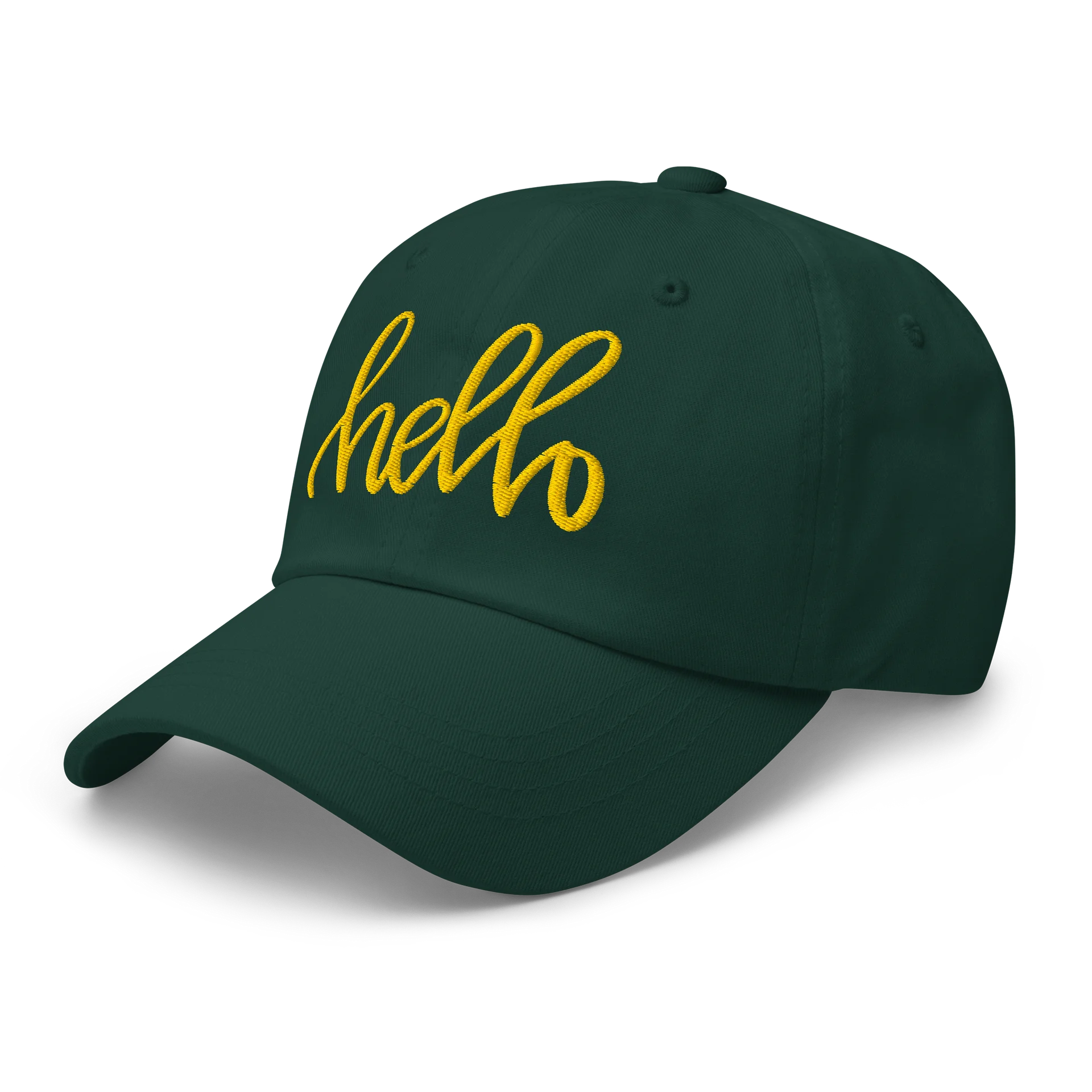 AK’s Hello! — Soft Golden Yellow on Green - Hat product image (5)