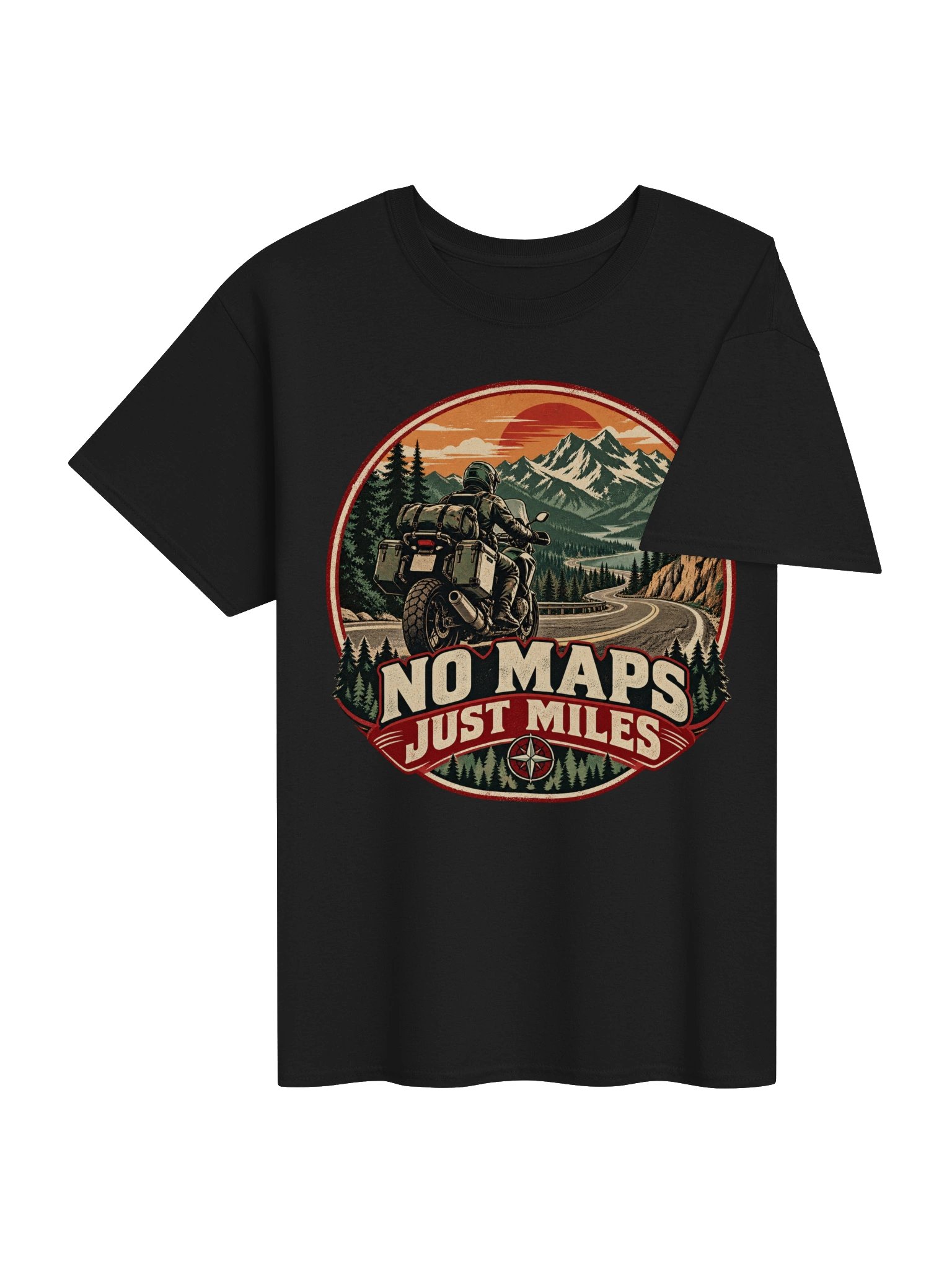 No Maps Just Miles Adventure Motorcycle T-Shirt product image (4)