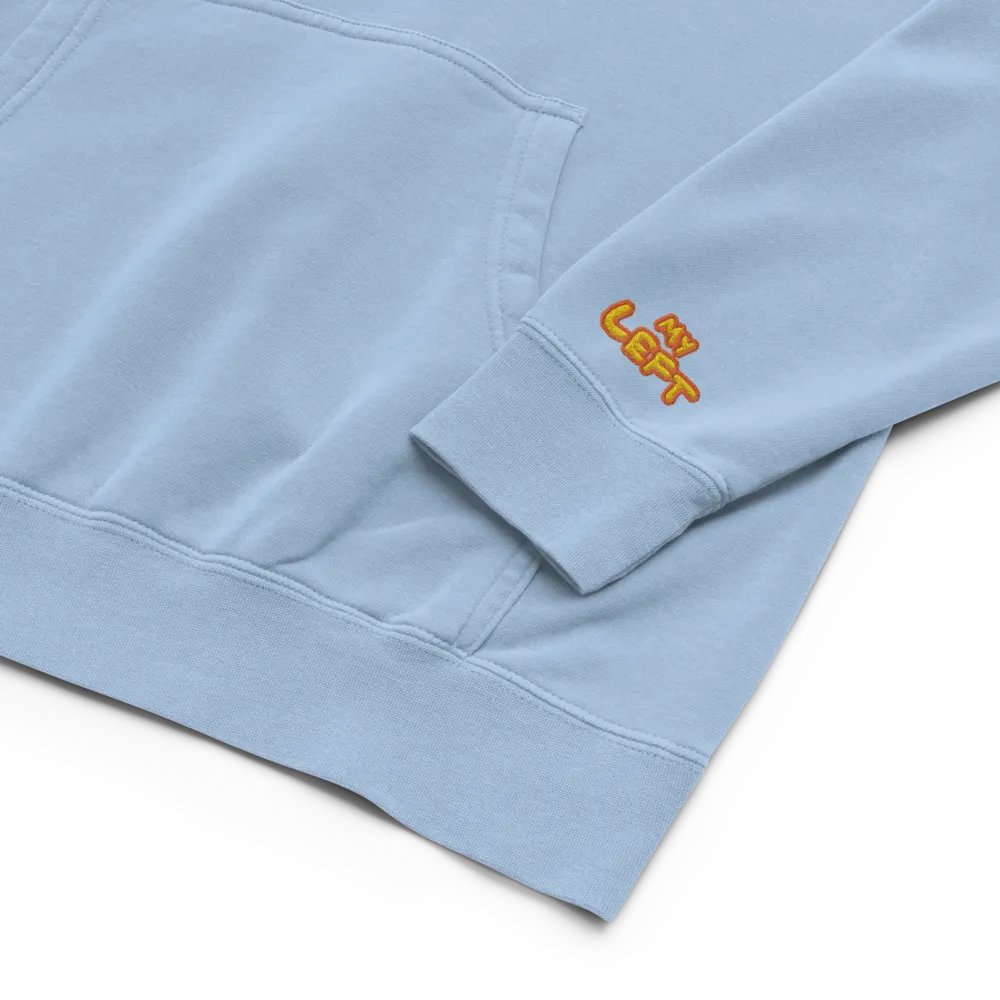 Left and Right embroidered pigment-dyed hoodie (solar design) product image (2)