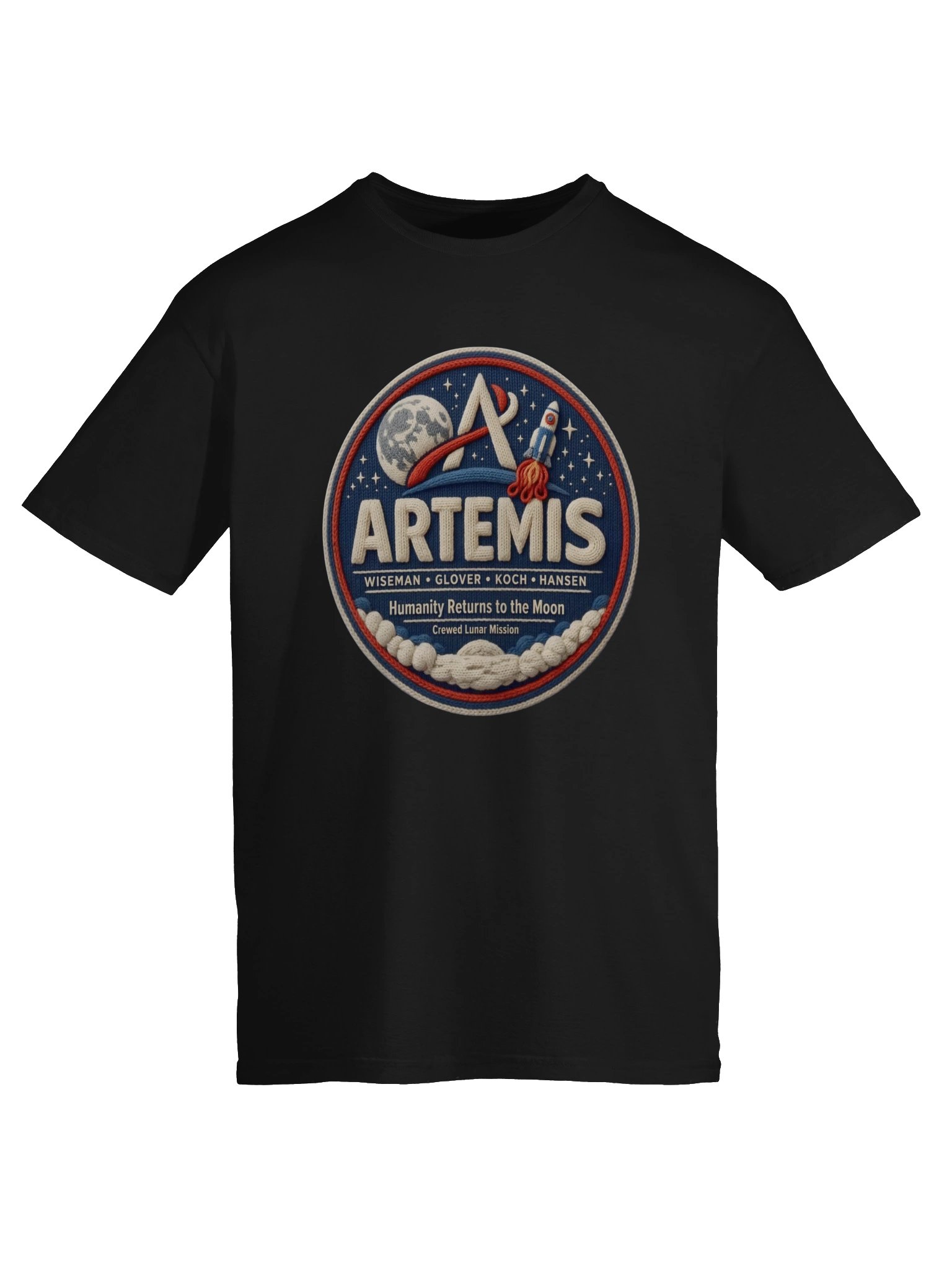 Artemis 2 Mission Faux Embroidery Lunar Patch NASA Shirt product image (6)