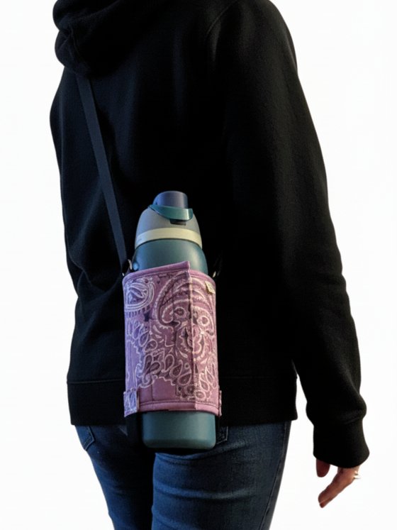Hands-Free Bottle Sleeve- Purple Bandana product image (1)