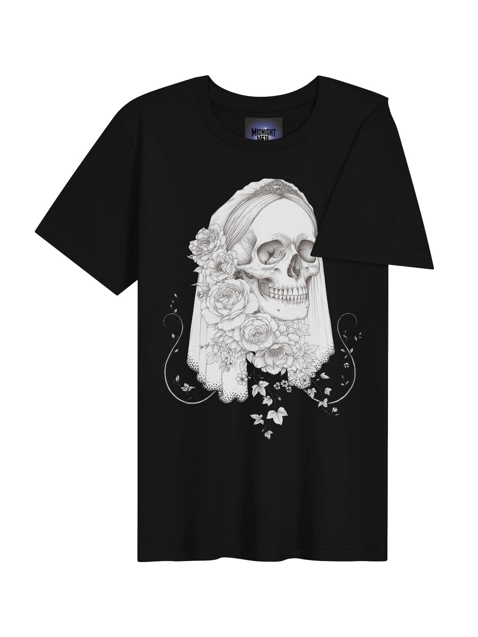 Midnight Veil Bridal Skull T-Shirt product image (38)