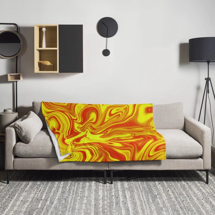 Throw Blanket - Yellow and Red Digital Fluid Art product image (1)