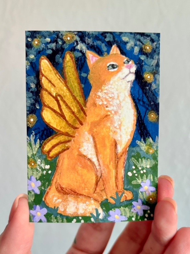 Art Card Print - Orange Cat Forest ACEO product image (1)