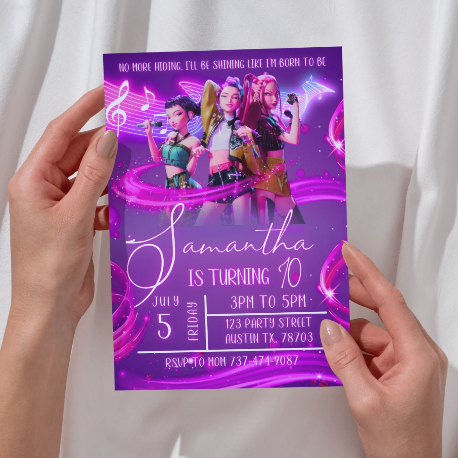 K-Pop Demon Hunter Birthday Invitation – Neon Pink Concert Theme (Editable Canva Template) product image (8)