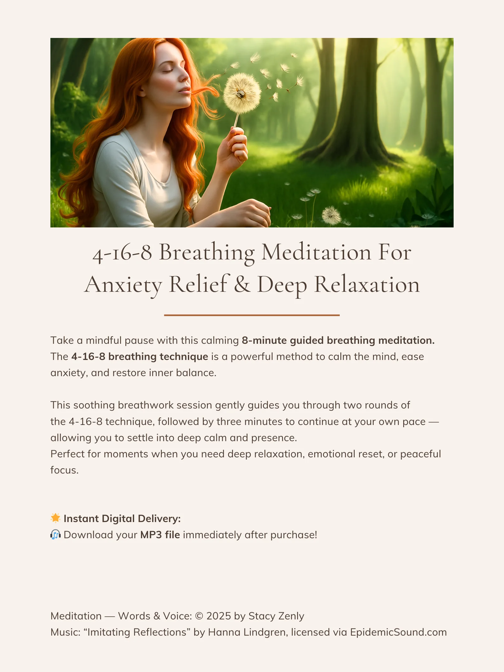 4-16-8 Breathing Meditation For Anxiety Relief & Deep Relaxation | MP3 Audio Download product image (2)