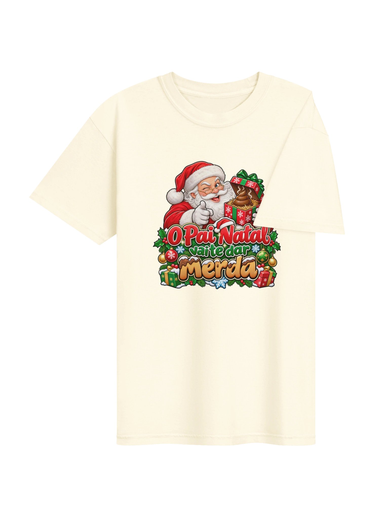 O Pai Natal Vai Te Dar Merda! – Funny Portuguese Christmas T-Shirt product image (4)