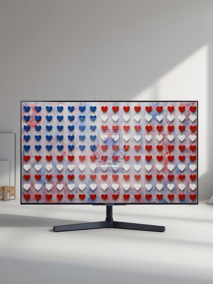 Patriotic Hearts Frame TV Art, Red White & Blue Oil Painting Aesthetic Digital Download product image (9)