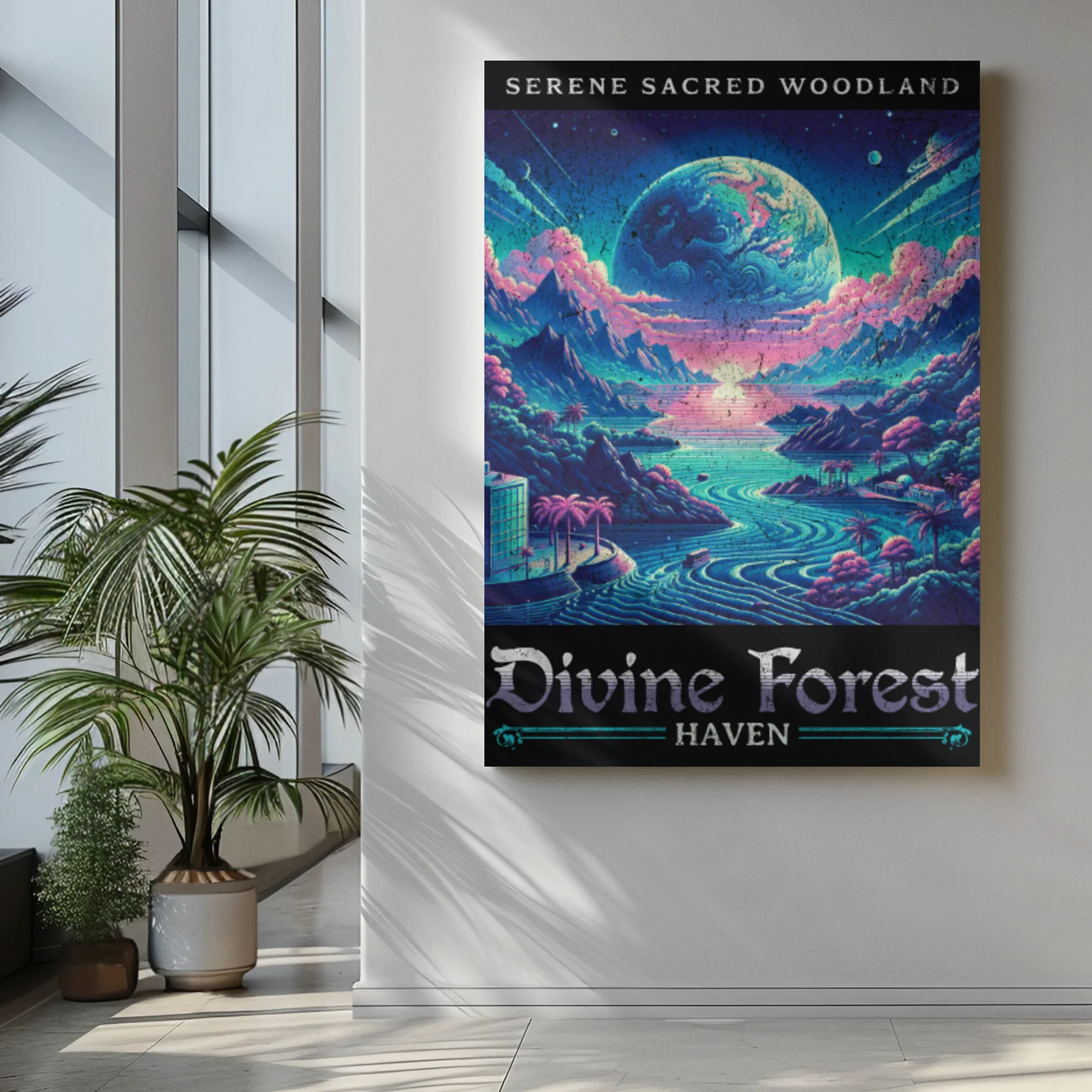 Divine Forest Wall Art | Printable Nature Landscape | Green Forest Poster | Digital Download | Modern Home Decor product image (1)