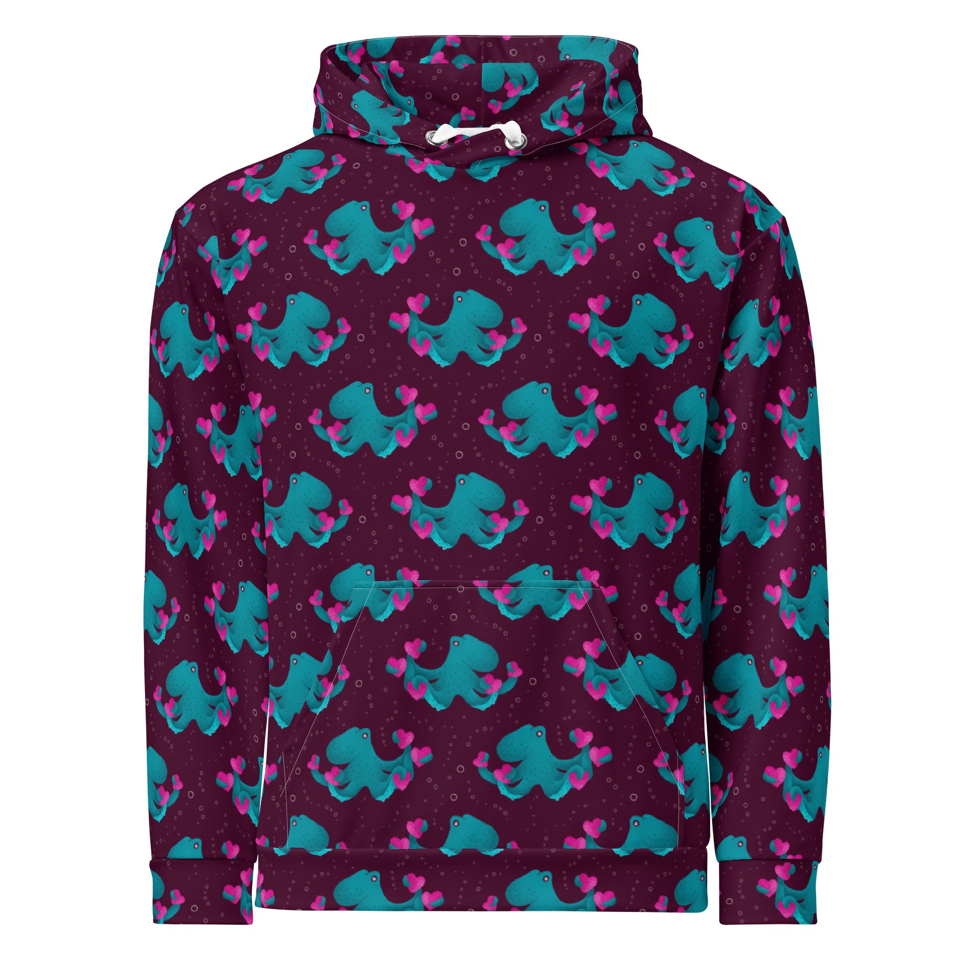 Octopus and Hearts Unisex Cotton Hoodie product image (1)
