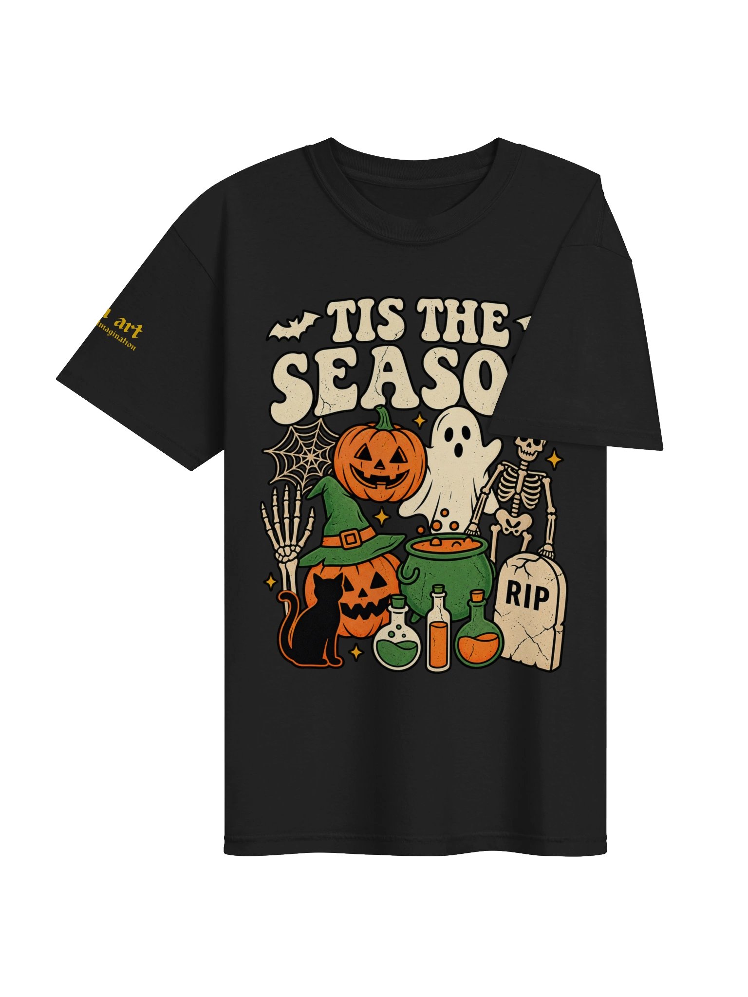 Tis The Season T-Shirt | Retro Spooky Season Ghost Skeleton & Pumpkin Graphic Tee product image (4)