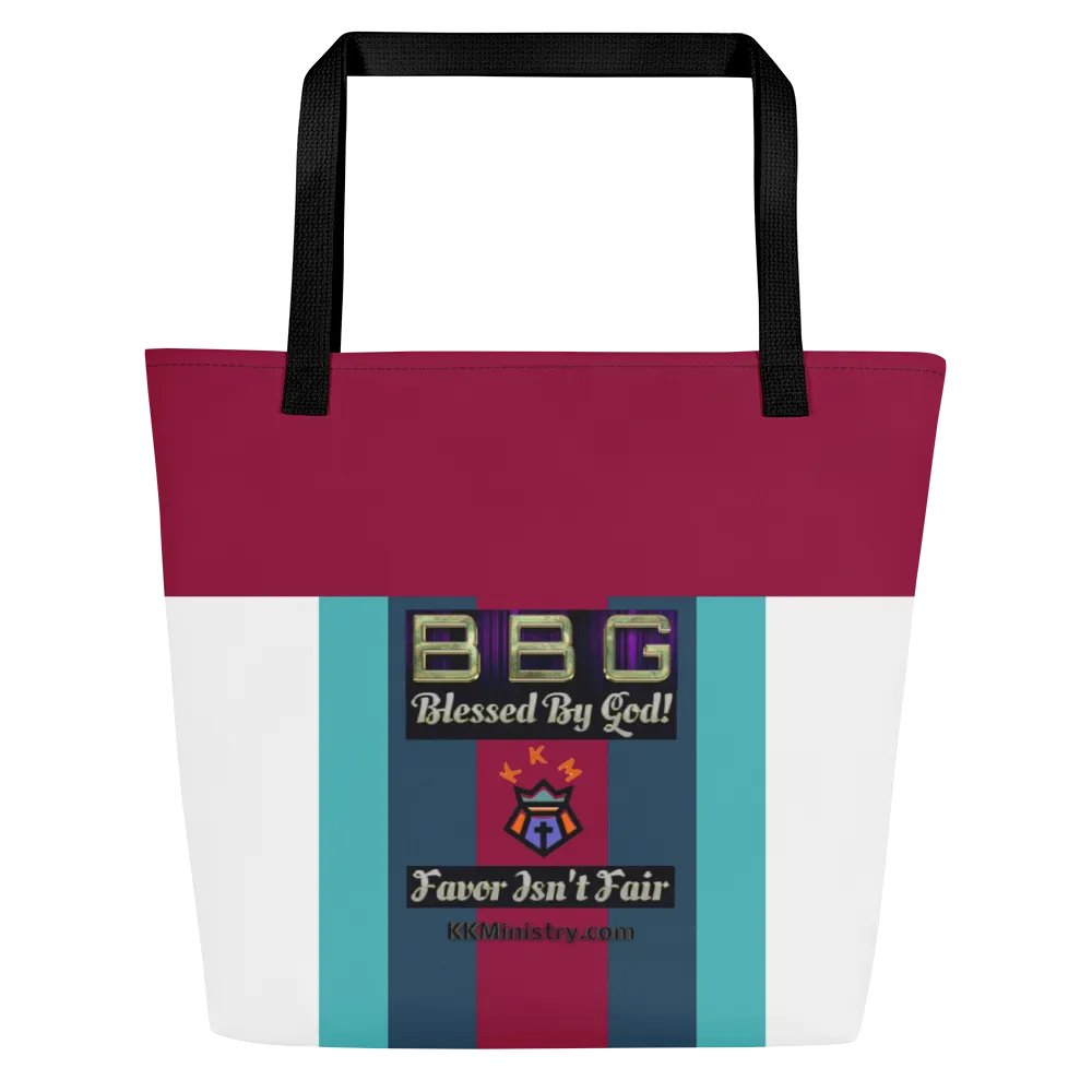 Turquoise, Burgundy, Green Striped BBG Tote Bag with Pocket product image (1)