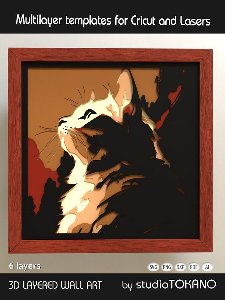 Cat 3D SVG Cut File product image (1)