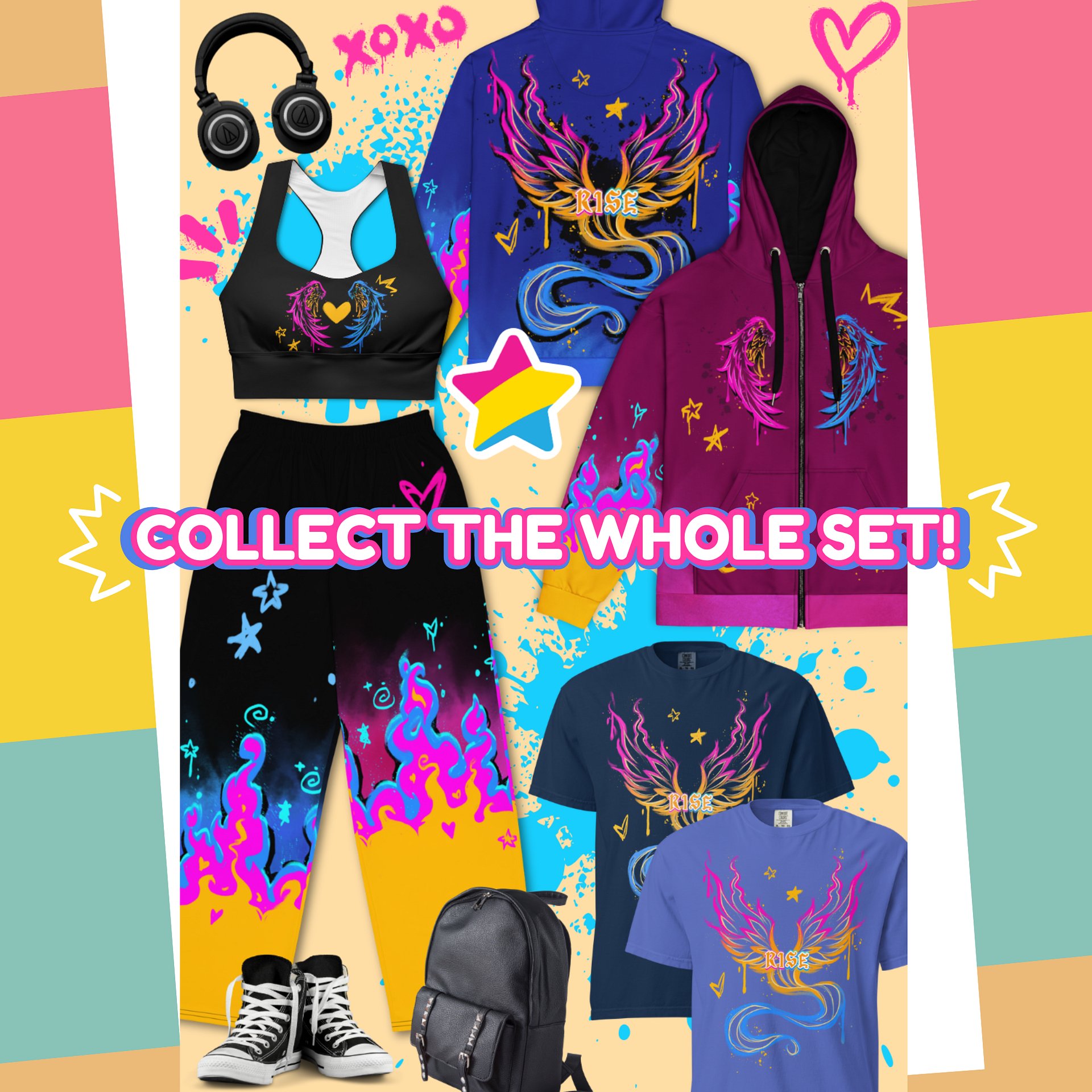 RISE Collection: Subtle Pansexual Pride Phoenix Mild Compression Sports Bra product image (7)