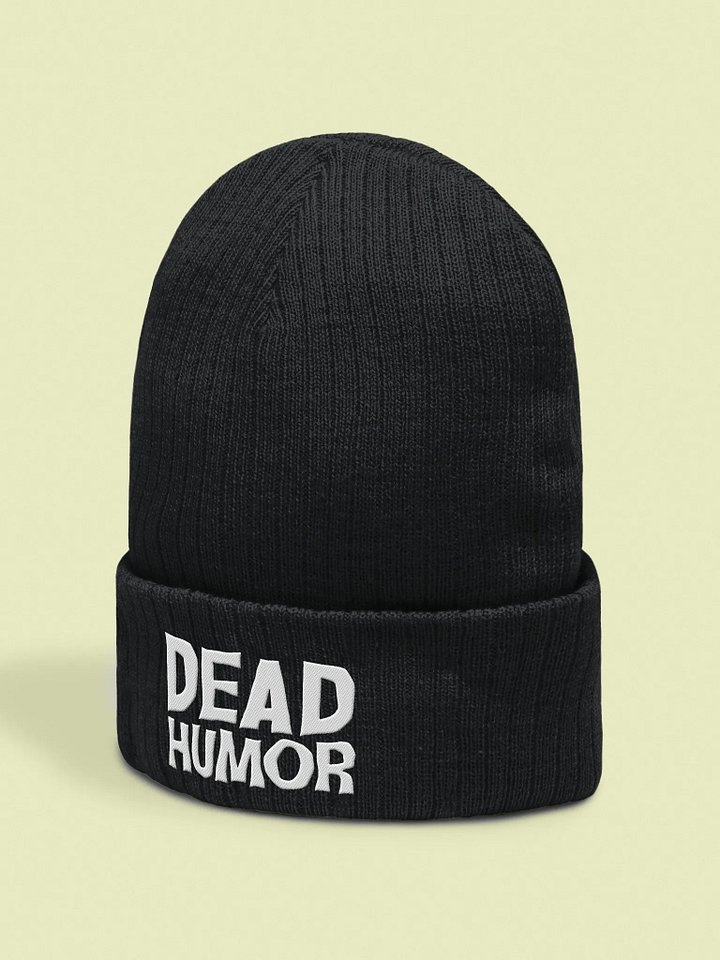 Dead Humor Spooky Text Black Embroidered Beanie product image (2)