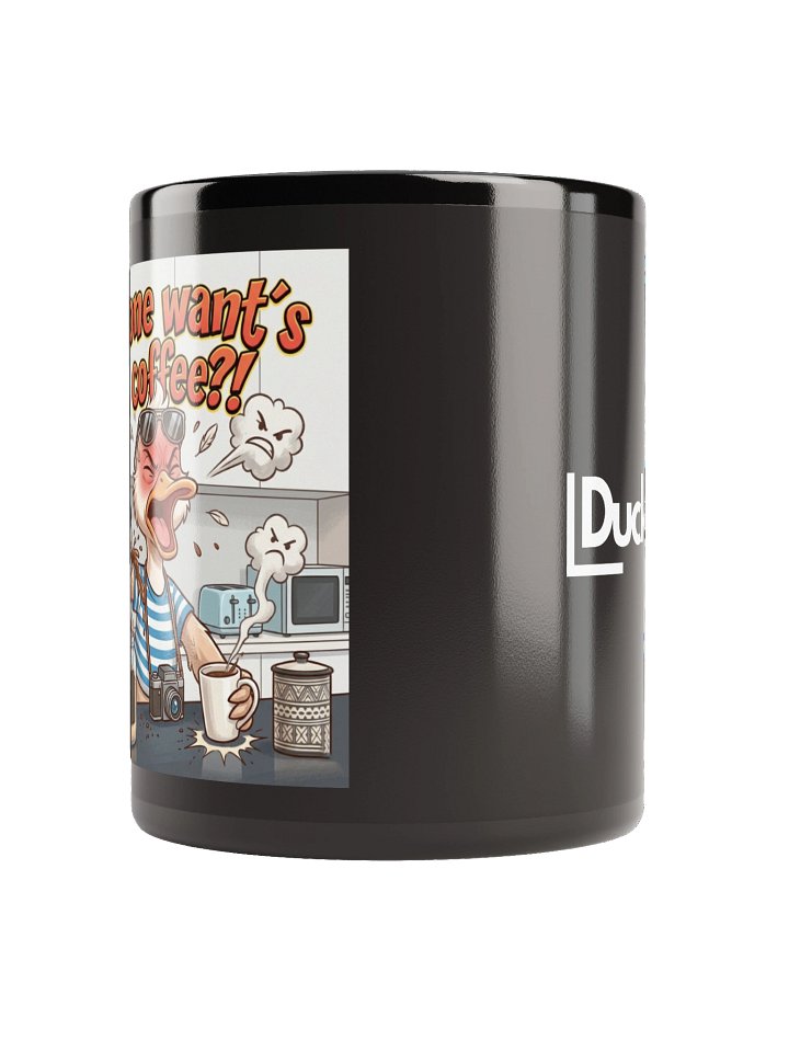 Duck Travels: 'Anyone want's a coffee?!' Black Glossy Mug product image (4)
