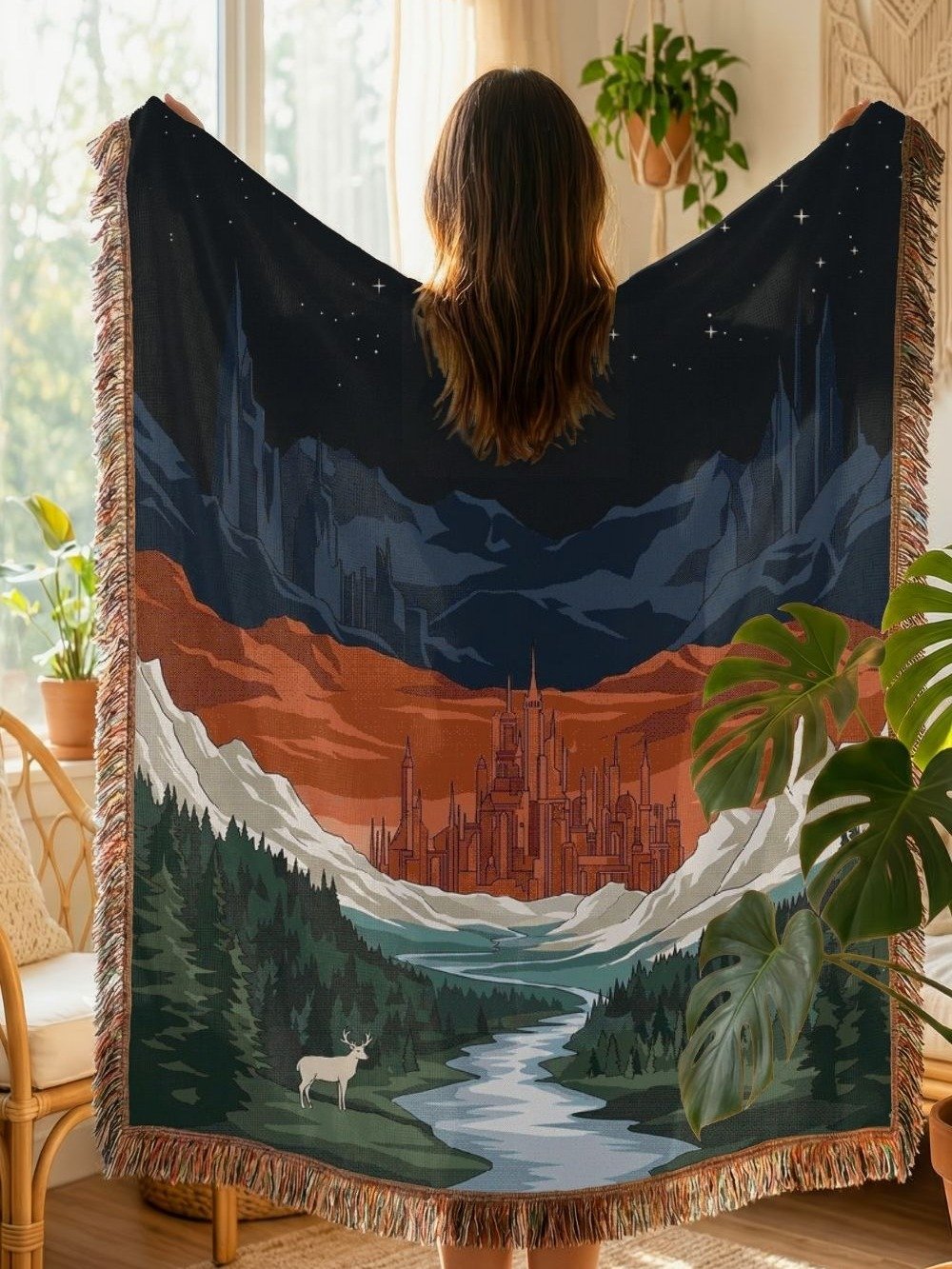 Mystical Mountain Kingdom Woven Fringe Throw product image (1)
