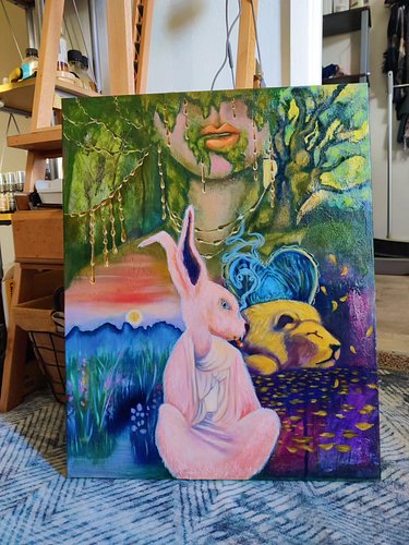 My Rabbit guide spoke to me
Smoking a cigar
Leading me through the forest, on a path
To claim something that was already mine...