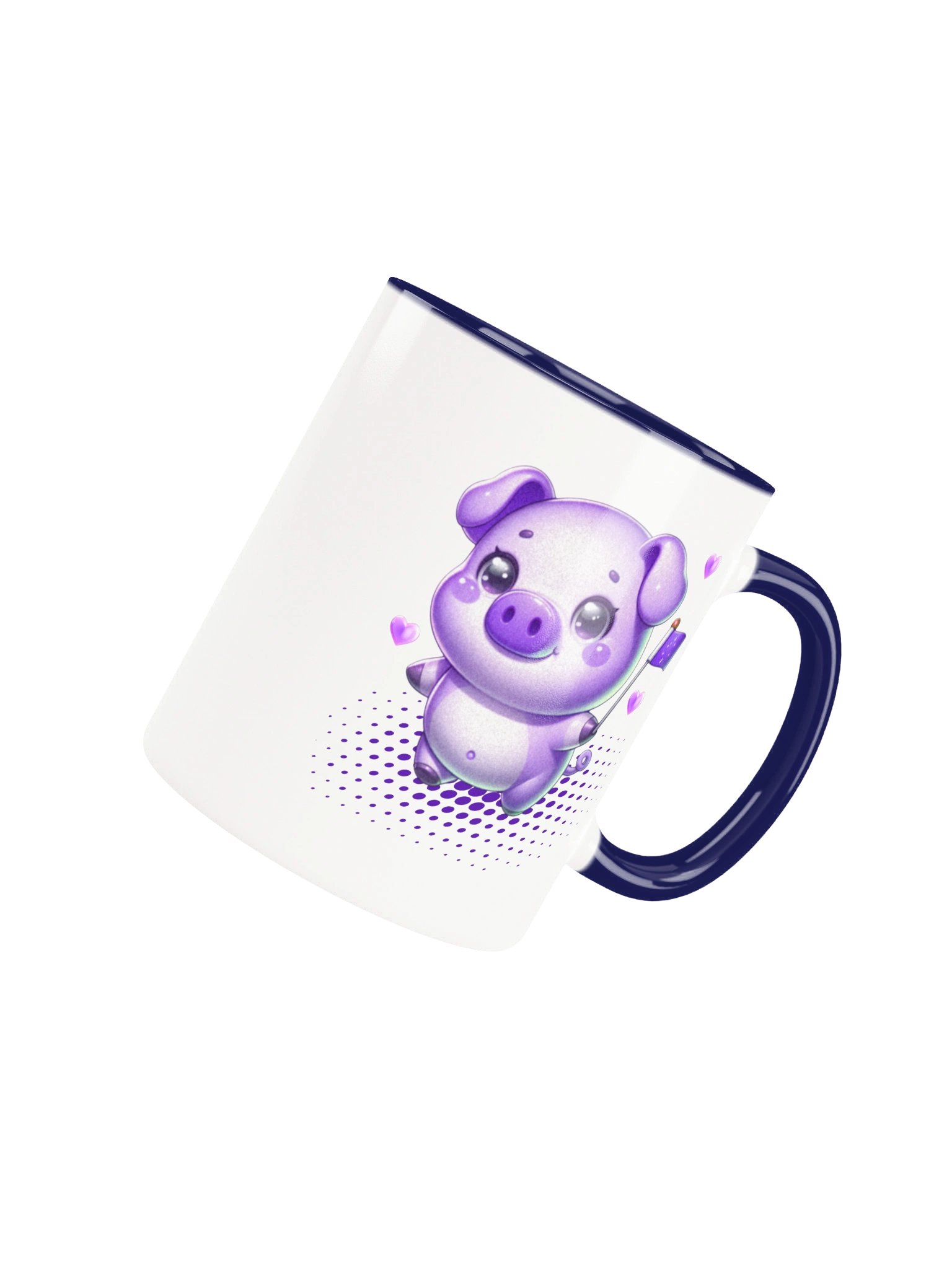Purple Kawaii Piglet With Flag - Cute Baby Pig With Hearts - Y2K Pastel Pig Design product image (4)