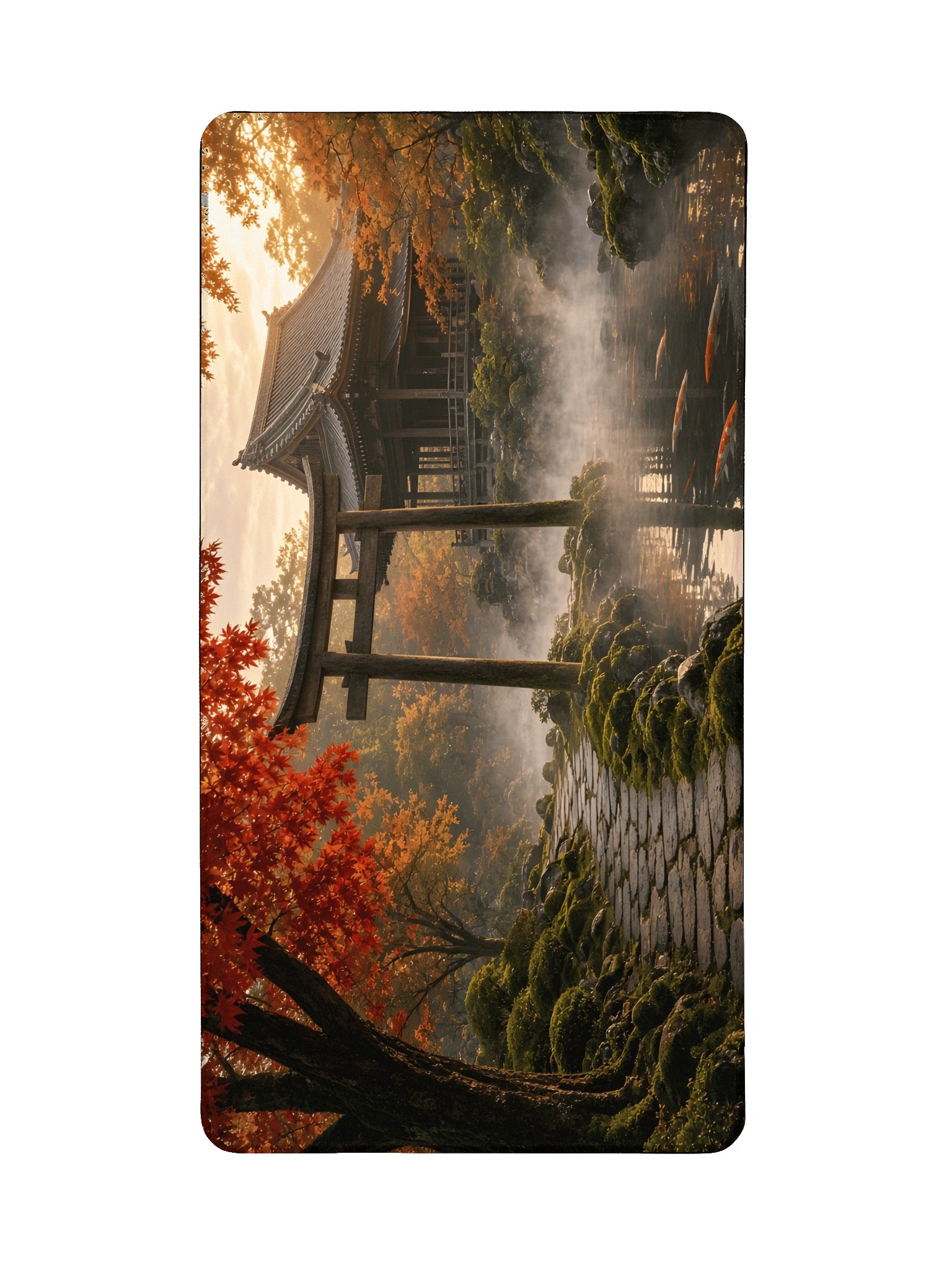 Japanese Torii Gate Autumn Garden Desk Mat 15.5" x 31.5" | Aesthetic Asian Landscape Extended Mouse Pad product image (2)
