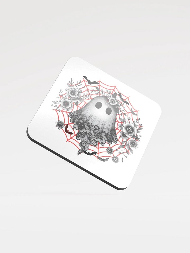 Lacey Ghost Gothic Floral Cork Coaster product image (2)