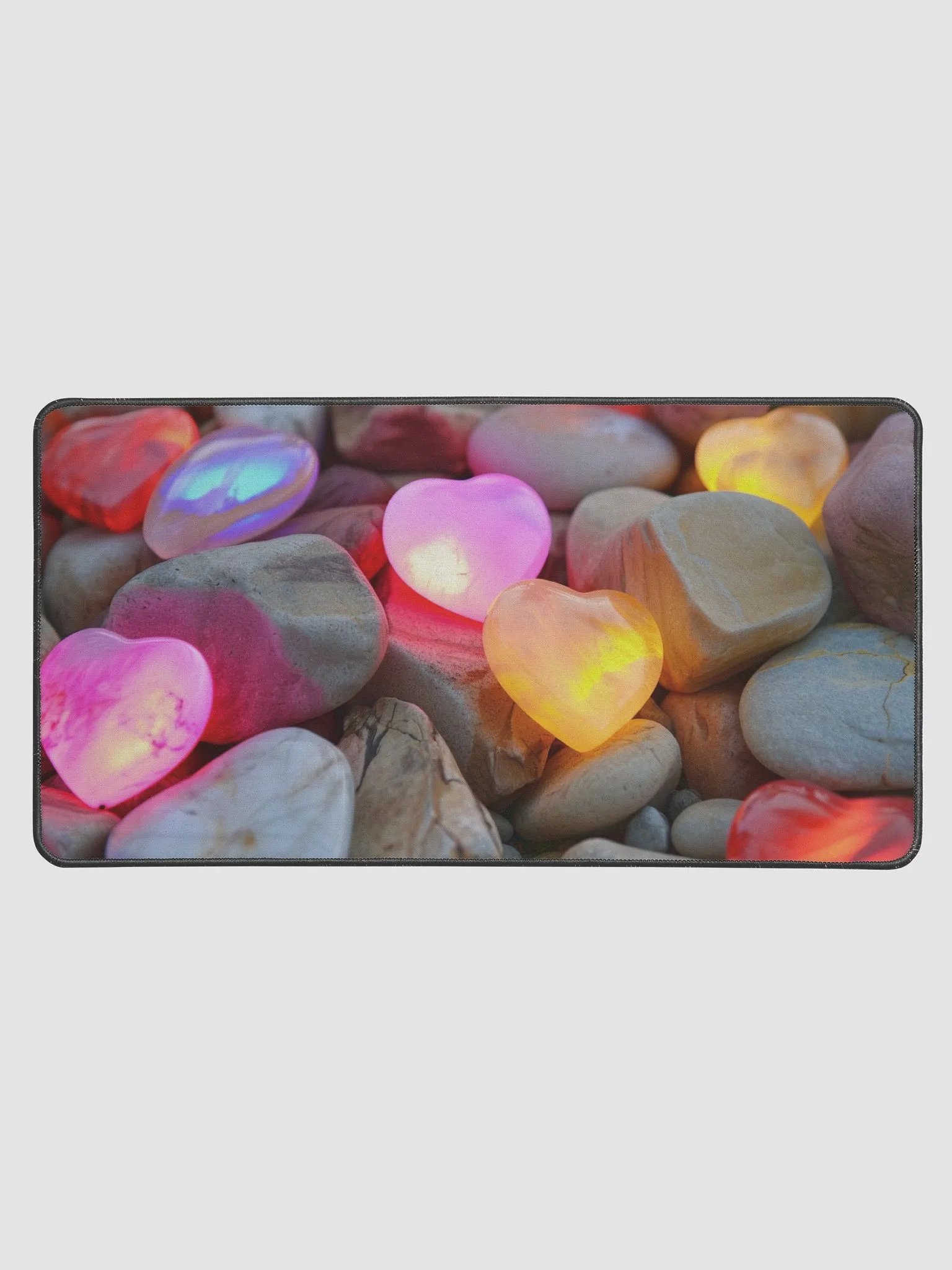 Neon Stone Hearts Desk Mat - Vibrant & Stylish Workplace Accessory product image (1)