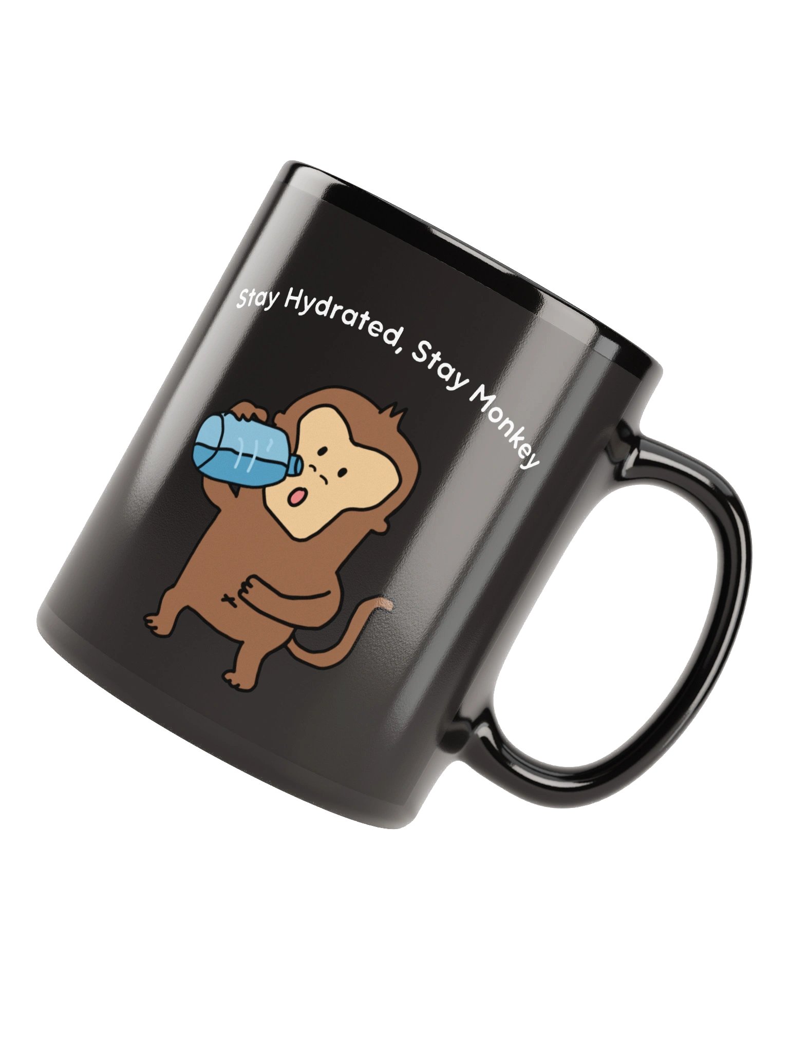 "Stay Hydrated, Stay Monkey" Ceramic Mug (Black) product image (4)
