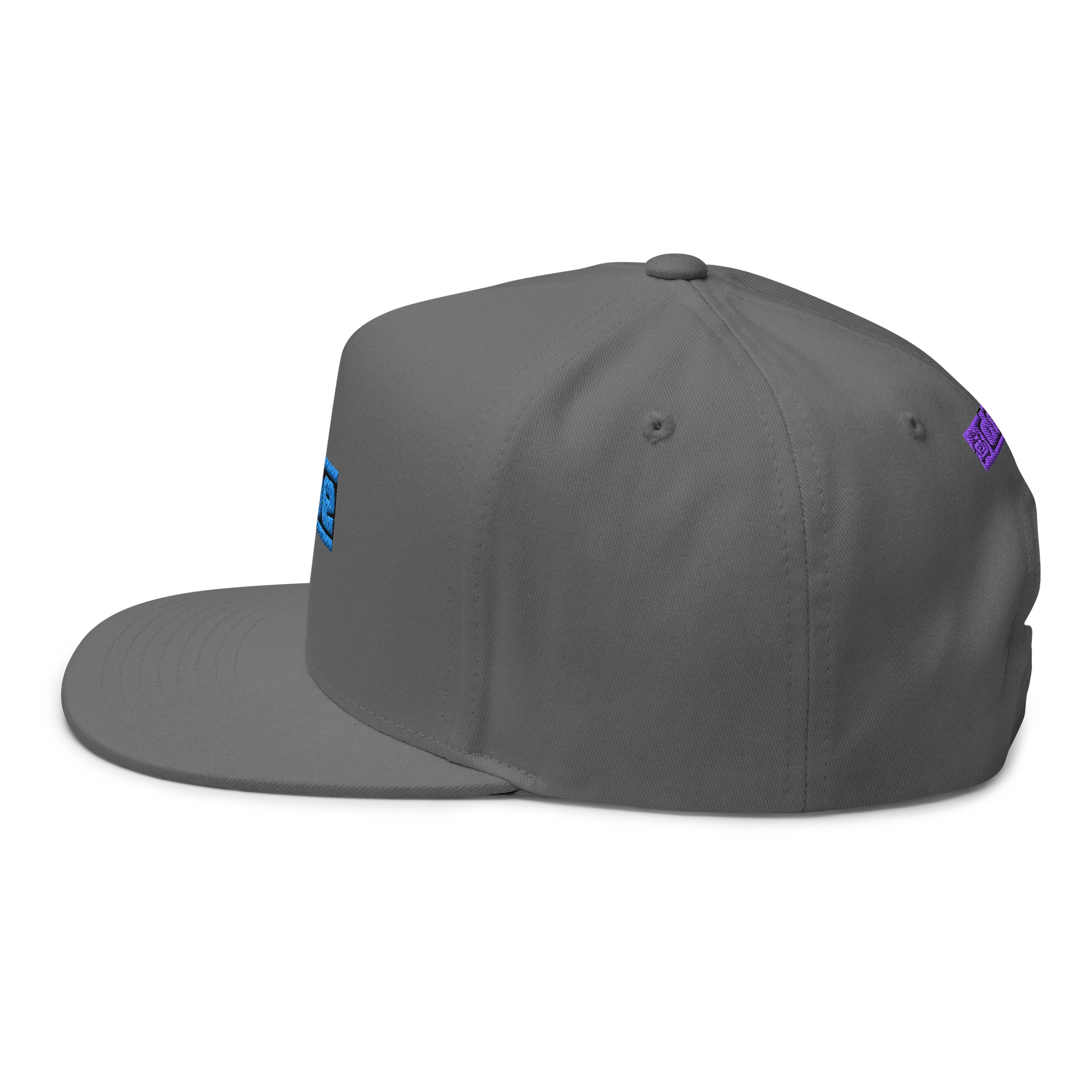 Gray Flat Brimmed Hat Blue Logo product image (3)
