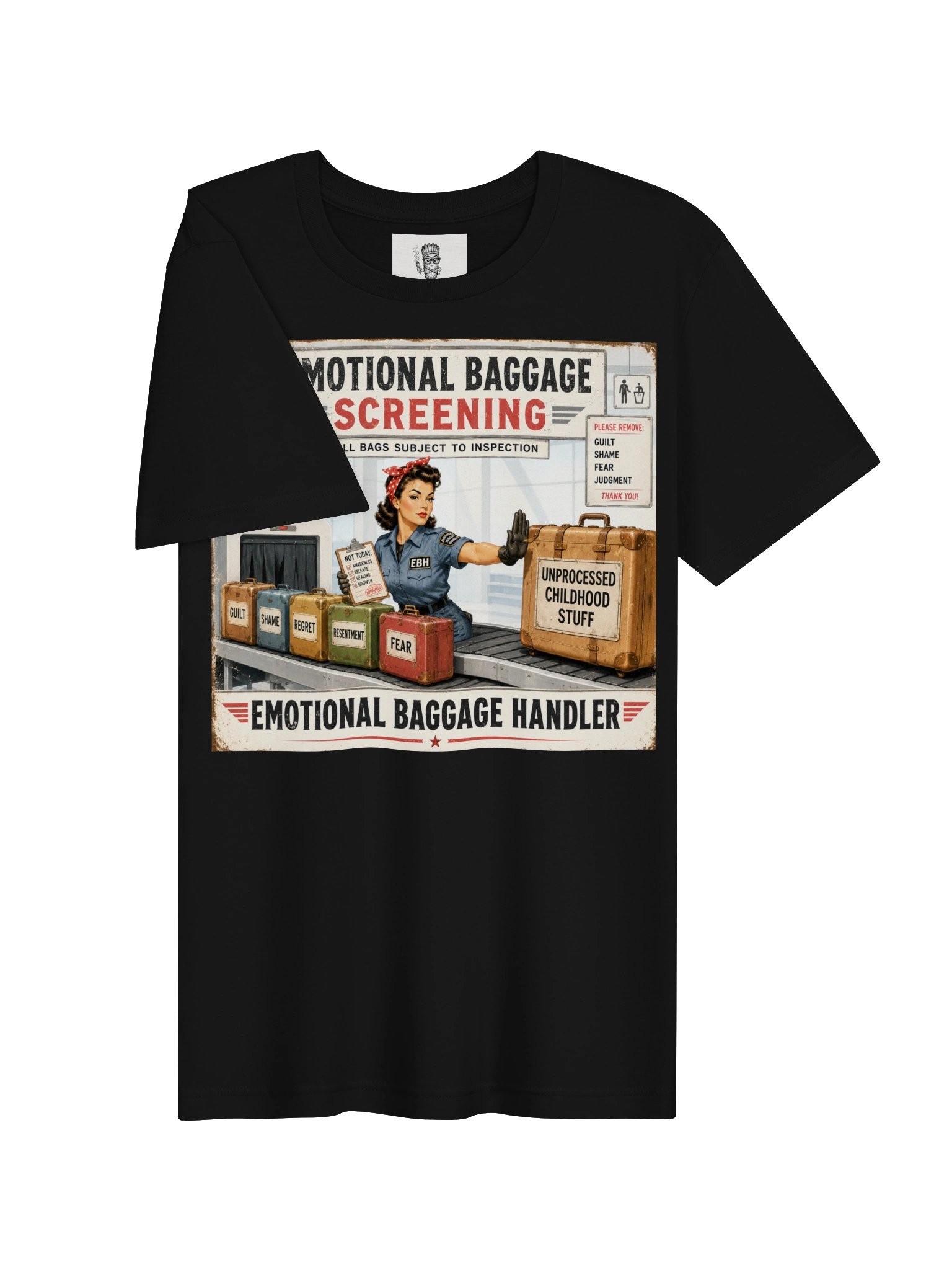 Emotional Baggage Screening – Emotional Baggage Handler Vintage Retro T-Shirt product image (3)