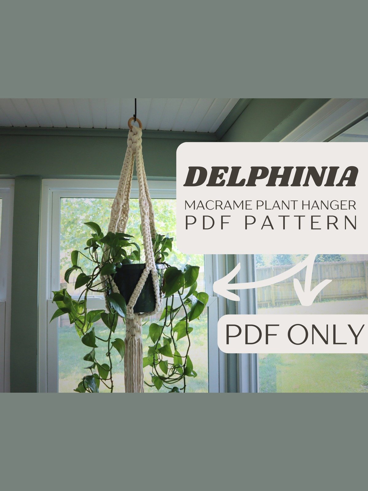"Delphinia" Macrame Plant Hanger (Digital PDF Pattern) product image (1)