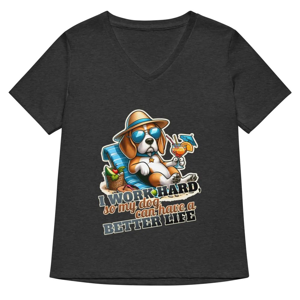 Work Hard - Beagle Beach - V-Neck product image (31)