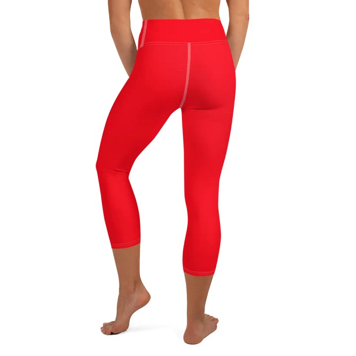 Bright Red High-Waist Capri Leggings product image (2)