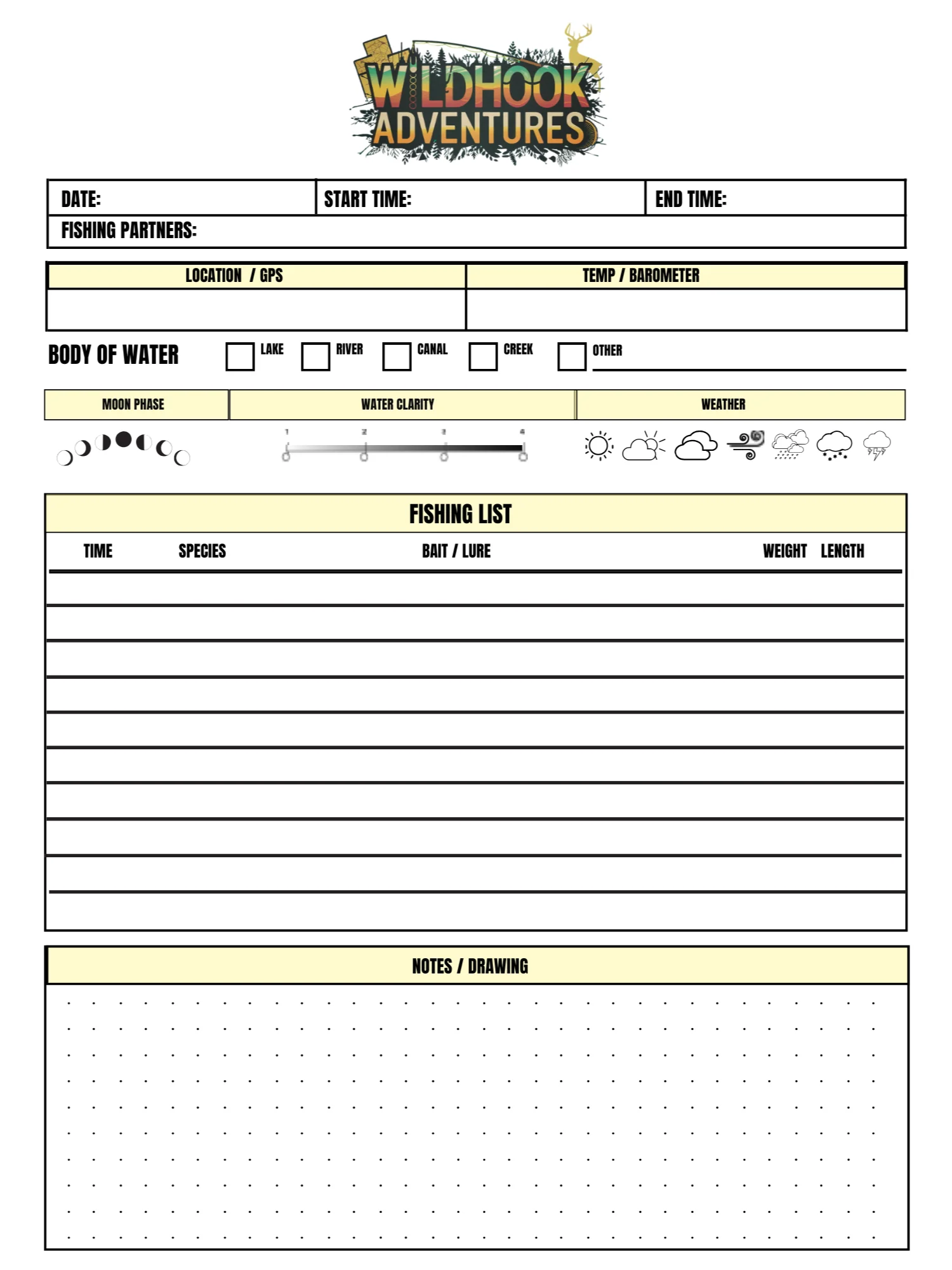 FREE Fishing Log - Printable PDF product image (1)