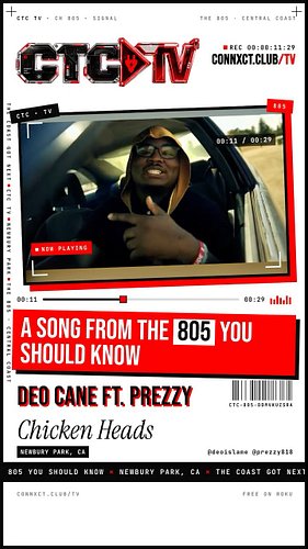 Have you heard “Chicken Heads” by Deo Cane ft. Prezzy?

A song from the 805 you should know 🔌 Straight out of Newbury Park. T...