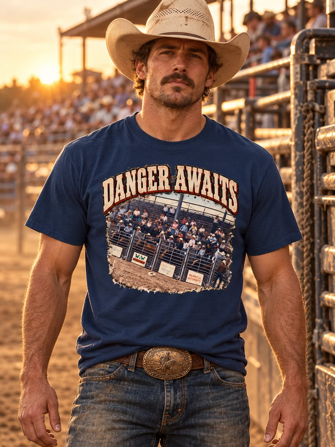Vintage Rodeo Bullfighter Shirt — Danger Awaits | Broken Arena™ product image (1)