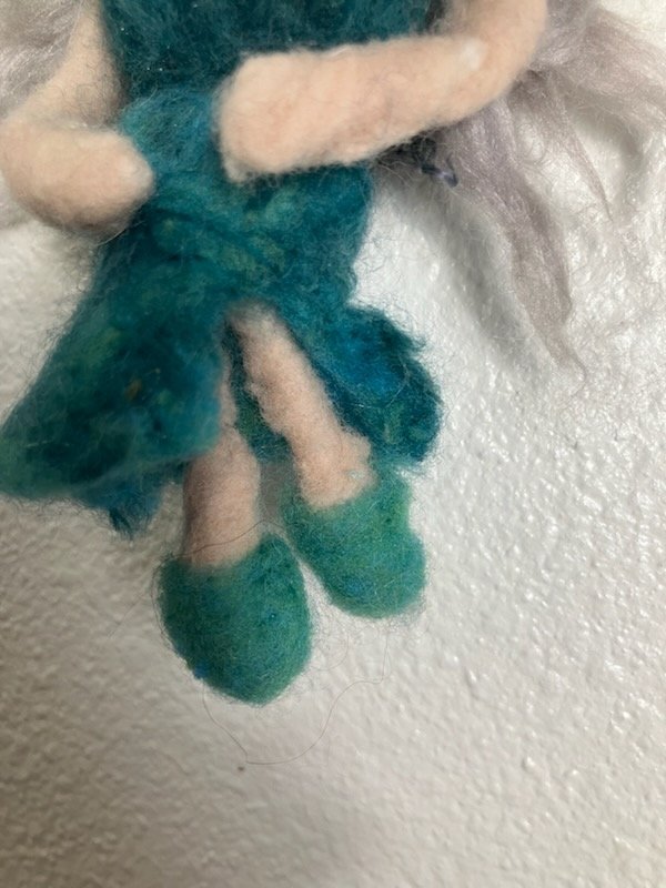 Floating "Serene Waters" Needle Felted Fairy – Handcrafted 6” Hanging Angel Teal product image (2)