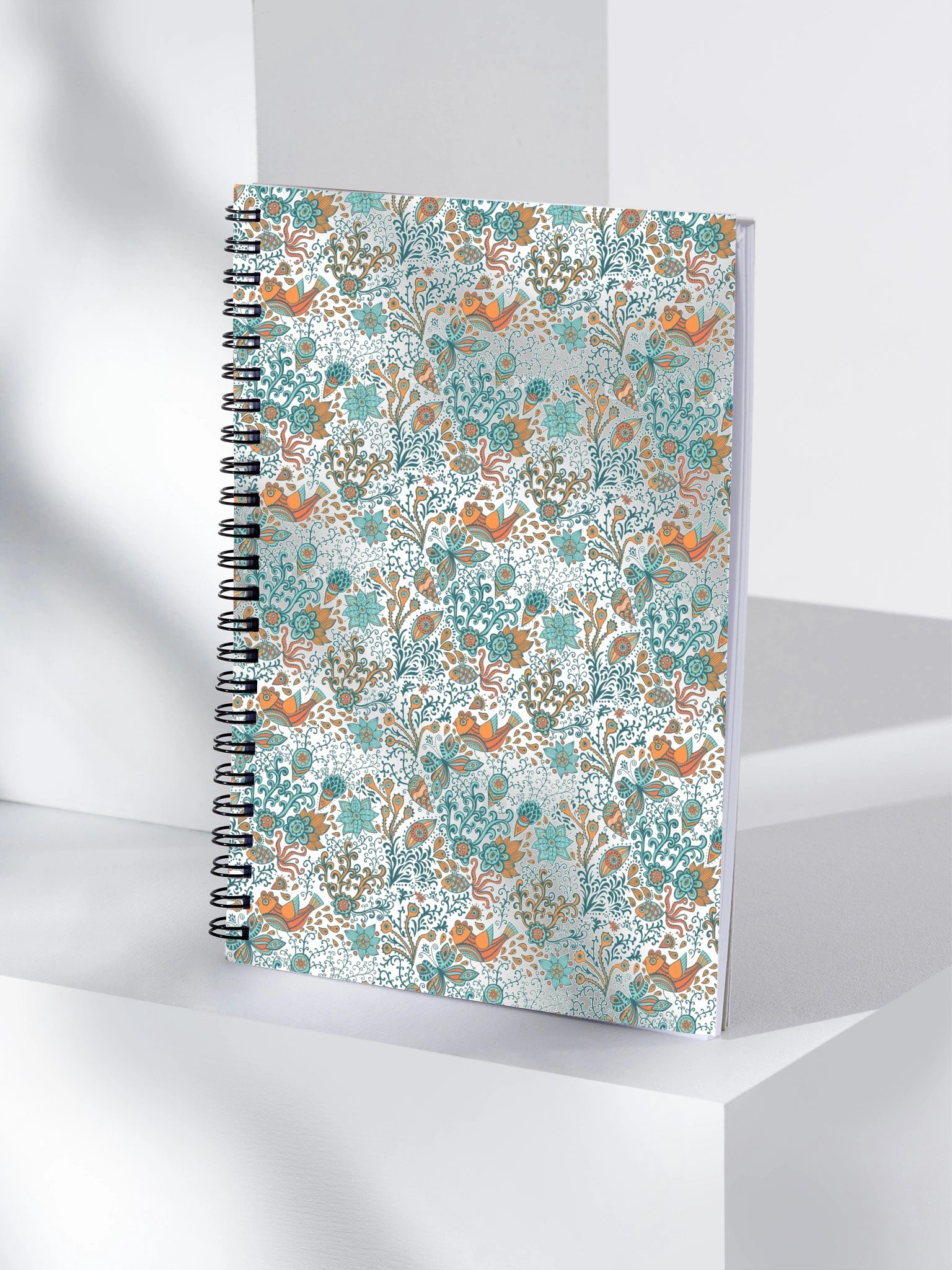 Teal Floral Vine Spiral Notebook product image (4)