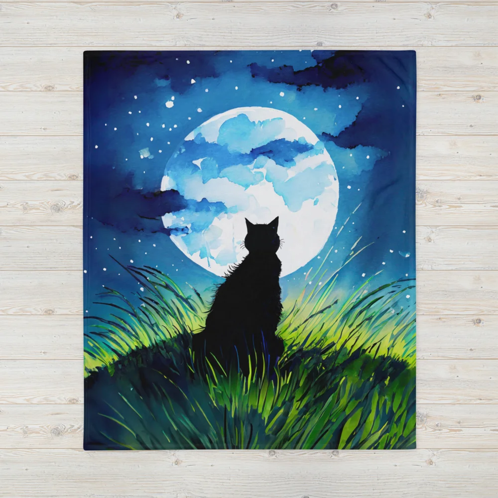 A Cat Sings To The Moon Throw Blanket product image (1)