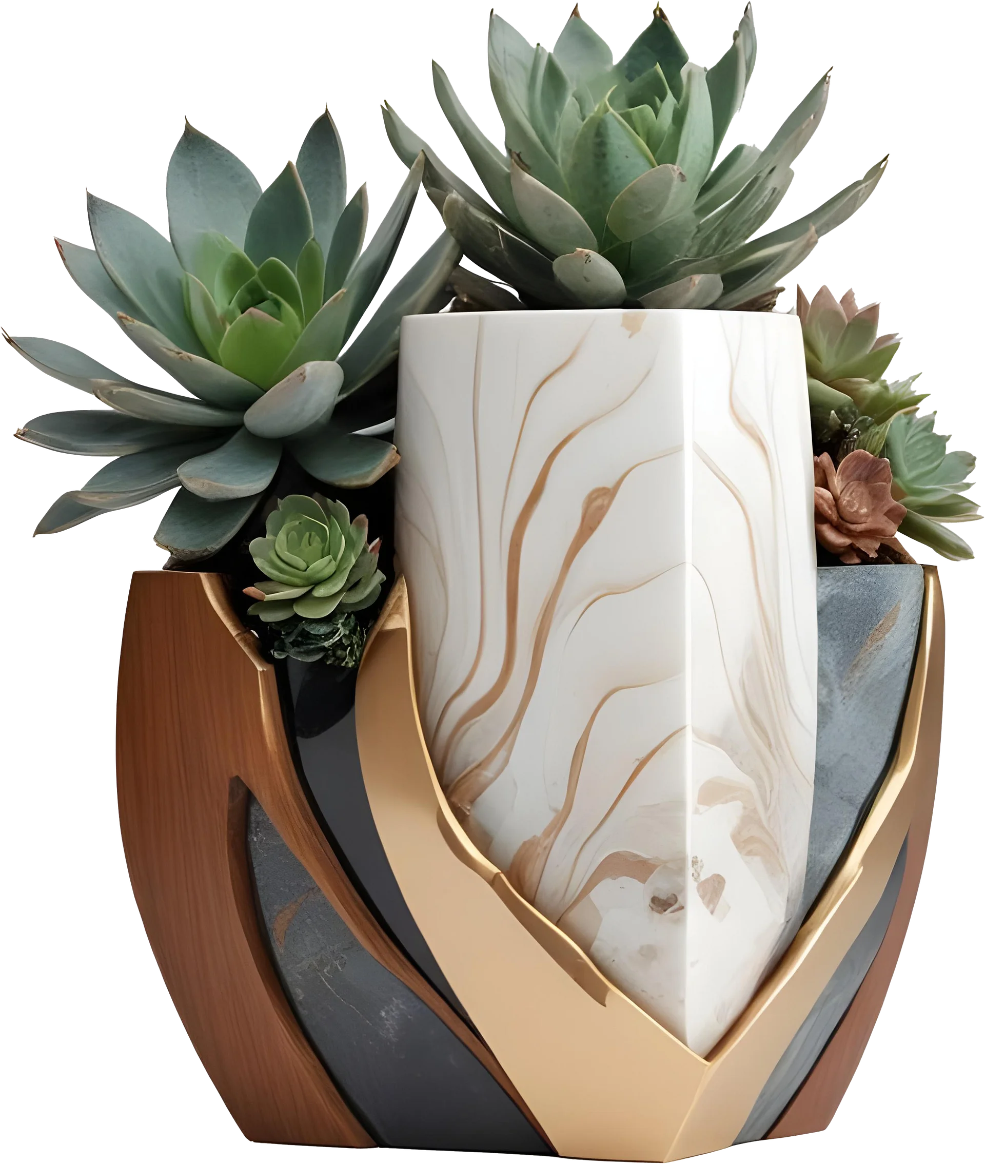 Earthly Symphony – Boho Chic Vase with Plant PNG product image (1)