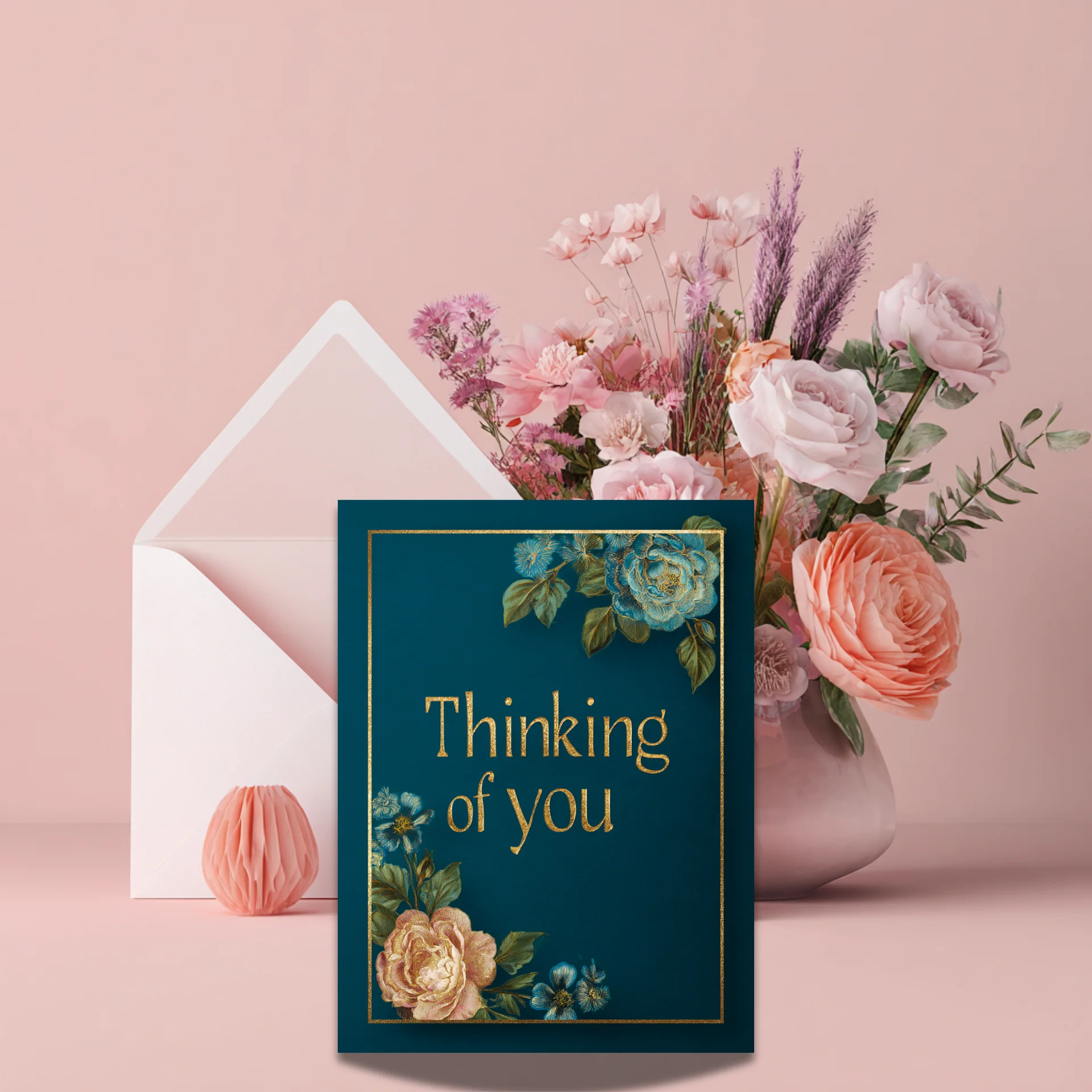 Thinking of You Card Printable 5x7 | Elegant Floral Sympathy Instant Download product image (1)