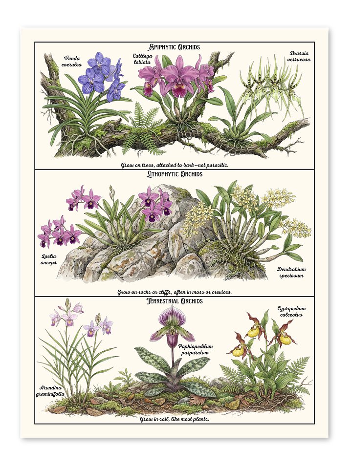 Orchid Growth Types Botanical Poster product image (1)